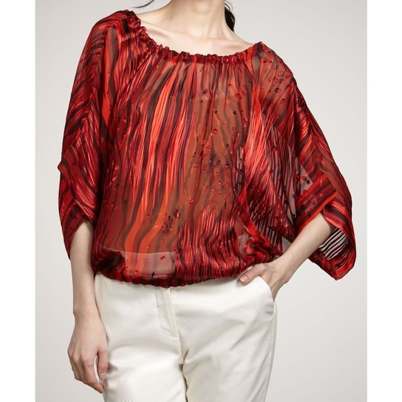 Rachel Zoe BIBI Drawstring Dolman Top Blouse Shirt Tunic Poppy Red 0 Nwt $295 - Picture 1 of 7